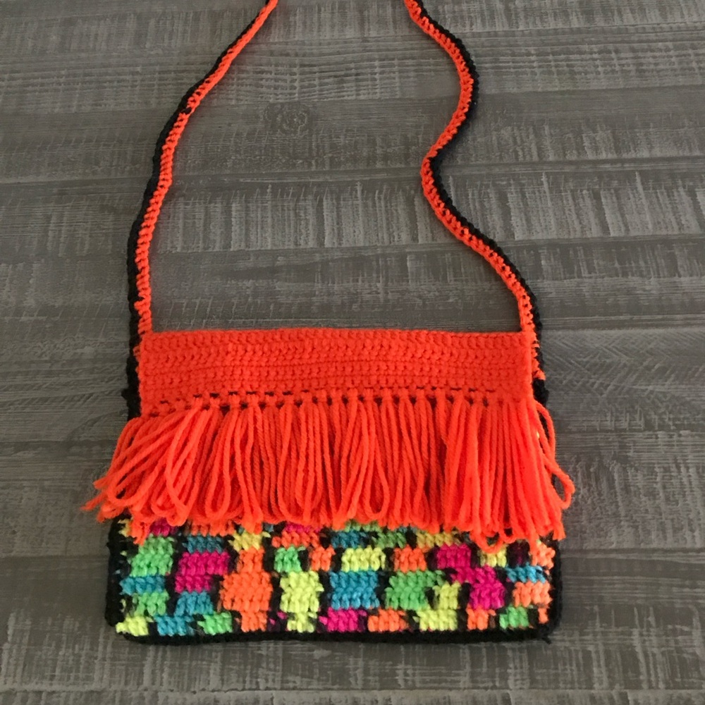 Colorful Crochet Fringe Crossbody Bag hand-knitted "DistinctByMine"